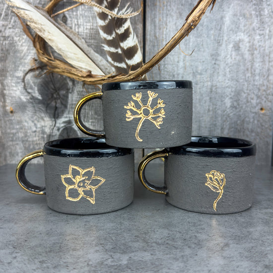 Zeep Naturals | Stoneware Handmade Americano Cups Black Daffodil | Catskills-inspired artisan natural soaps, luxurious Turkish towels, bathrobes, throws, and bedding. Discover handmade coffee cups, milk dispensers, and olive wood kitchen utensils—crafted with care for your home