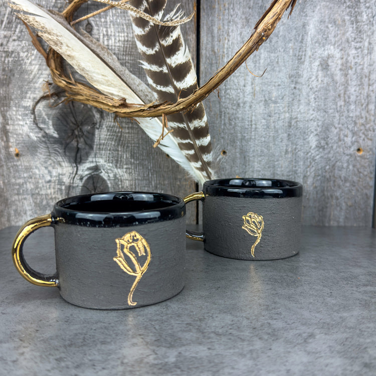 Zeep Naturals | Stoneware Handmade Americano Cups Black Poppy | Catskills-inspired artisan natural soaps, luxurious Turkish towels, bathrobes, throws, and bedding. Discover handmade coffee cups, milk dispensers, and olive wood kitchen utensils—crafted with care for your home