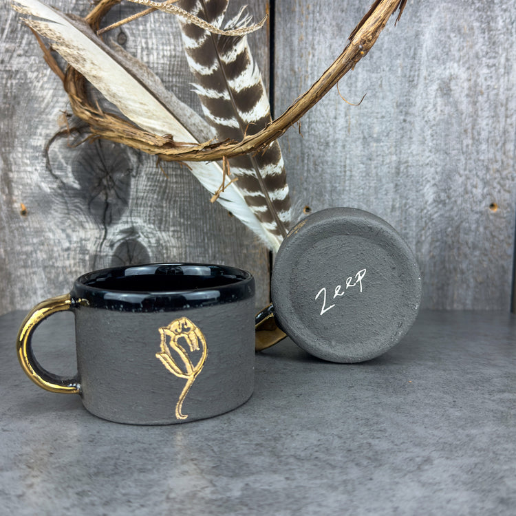 Zeep Naturals | Stoneware Handmade Americano Cups Black Poppy | Catskills-inspired artisan natural soaps, luxurious Turkish towels, bathrobes, throws, and bedding. Discover handmade coffee cups, milk dispensers, and olive wood kitchen utensils—crafted with care for your home