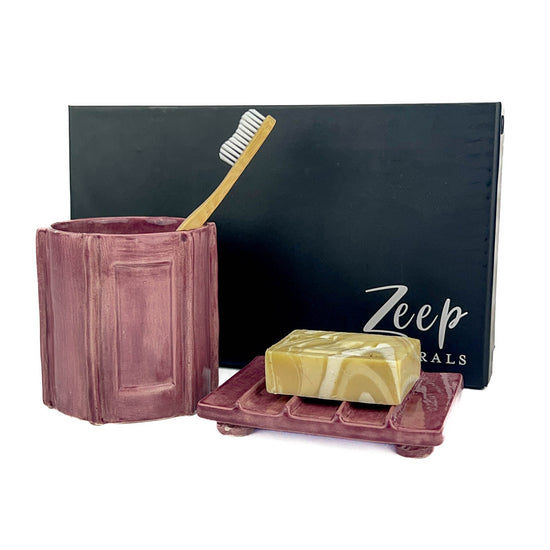 Zeep Naturals | Asitane Soap Coasters and Toothbrush Holders Glossy Dusty Rose | Catskills-inspired artisan natural soaps, luxurious Turkish towels, bathrobes, throws, and bedding. Discover handmade coffee cups, milk dispensers, and olive wood kitchen utensils—crafted with care for your home