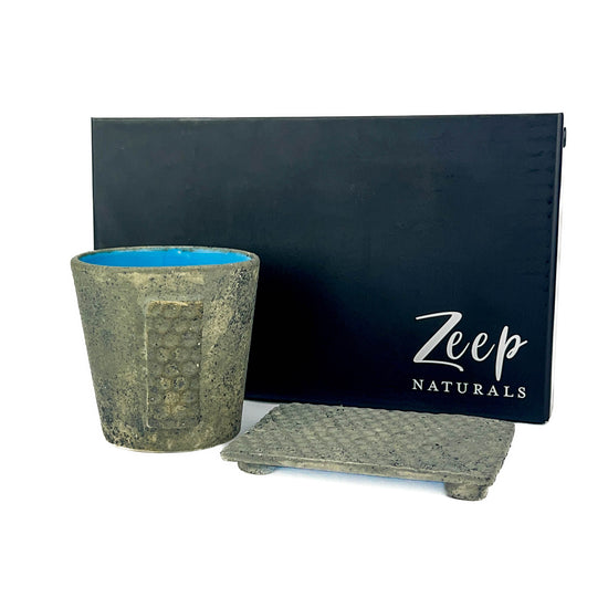 Zeep Naturals | Asitane Soap Coasters and Toothbrush Holders Moss with Aqua | Catskills-inspired artisan natural soaps, luxurious Turkish towels, bathrobes, throws, and bedding. Discover handmade coffee cups, milk dispensers, and olive wood kitchen utensils—crafted with care for your home