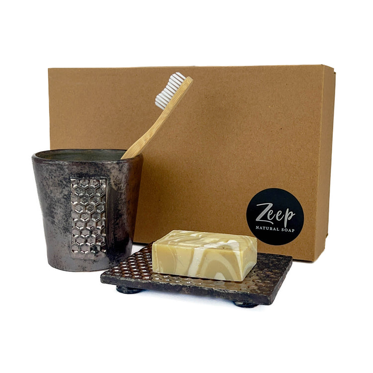 Zeep Naturals | Asitane Soap Coasters and Toothbrush Holders Glittery Black-Brown | Catskills-inspired artisan natural soaps, luxurious Turkish towels, bathrobes, throws, and bedding. Discover handmade coffee cups, milk dispensers, and olive wood kitchen utensils—crafted with care for your home