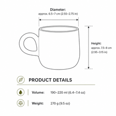 Zeep Naturals | Assos Collection Ceramic Coffee/Tea Cup with Handle | Zeep Naturals brings you handcrafted soaps, organic cotton towels, and artisan kitchen essentials — all inspired by nature. Discover simple, sustainable living with products designed to soothe your senses and your home.