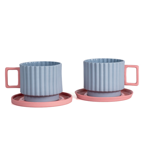 Zeep Naturals | Lydia Collection Modern Ribbed Coffee/Tea Cup with Saucer | Zeep Naturals brings you handcrafted soaps, organic cotton towels, and artisan kitchen essentials — all inspired by nature. Discover simple, sustainable living with products designed to soothe your senses and your home.