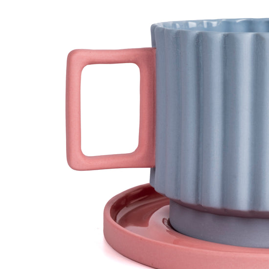 Zeep Naturals | Lydia Collection Modern Ribbed Coffee/Tea Cup with Saucer | Zeep Naturals brings you handcrafted soaps, organic cotton towels, and artisan kitchen essentials — all inspired by nature. Discover simple, sustainable living with products designed to soothe your senses and your home.