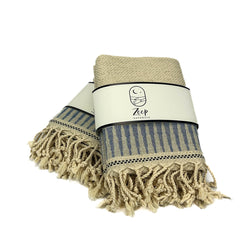 Zeep Naturals | Backgammon Towels Navy-Black Border | Zeep Naturals brings you handcrafted soaps, organic cotton towels, and artisan kitchen essentials — all inspired by nature. Discover simple, sustainable living with products designed to soothe your senses and your home.