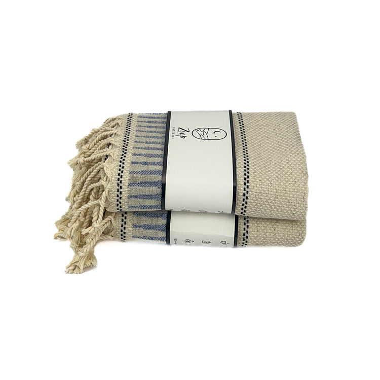 Zeep Naturals | Backgammon Towels Navy-Black Border | Catskills-inspired artisan natural soaps, luxurious Turkish towels, bathrobes, throws, and bedding. Discover handmade coffee cups, milk dispensers, and olive wood kitchen utensils—crafted with care for your home