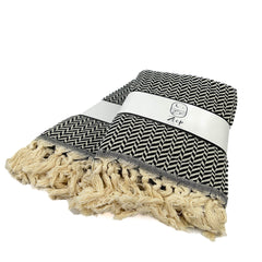 Zeep Naturals | Black Towels Zig-Zag | Zeep Naturals brings you handcrafted soaps, organic cotton towels, and artisan kitchen essentials — all inspired by nature. Discover simple, sustainable living with products designed to soothe your senses and your home.