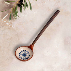 Zeep Naturals | Troy Collection Ceramic Ladle with Wooden Handle | Zeep Naturals brings you handcrafted soaps, organic cotton towels, and artisan kitchen essentials — all inspired by nature. Discover simple, sustainable living with products designed to soothe your senses and your home.