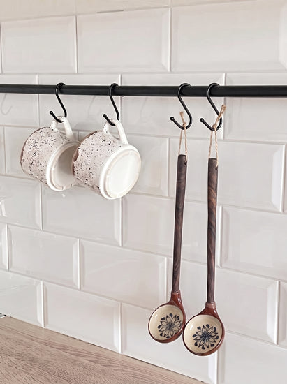 Zeep Naturals | Troy Collection Ceramic Ladle with Wooden Handle | Zeep Naturals brings you handcrafted soaps, organic cotton towels, and artisan kitchen essentials — all inspired by nature. Discover simple, sustainable living with products designed to soothe your senses and your home.