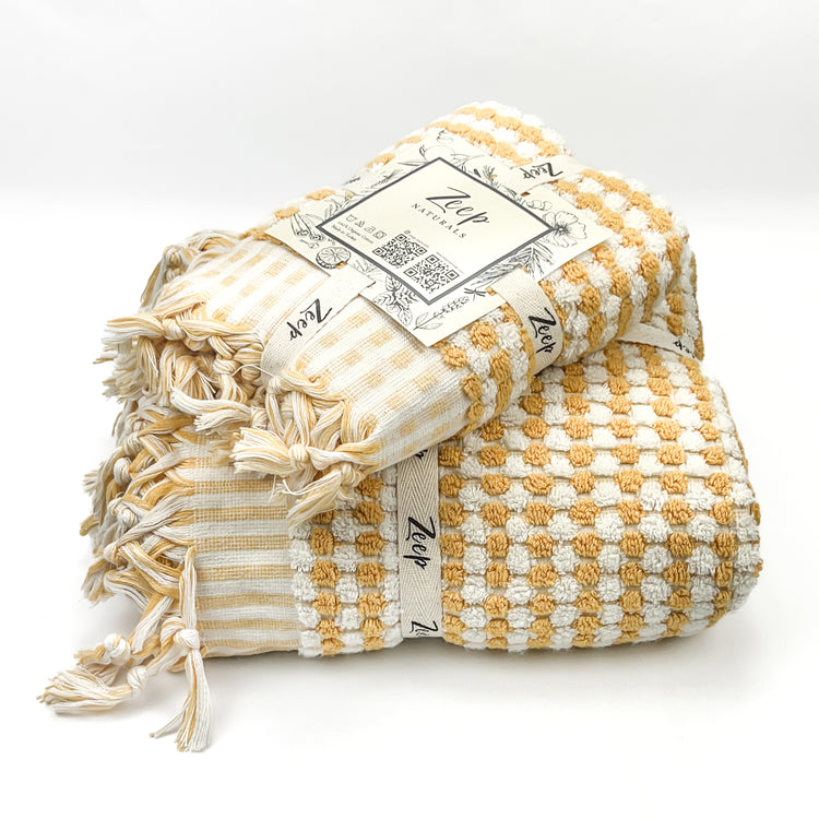 Zeep Naturals | Chickpea Towels Goldenrod Bath | Catskills-inspired artisan natural soaps, luxurious Turkish towels, bathrobes, throws, and bedding. Discover handmade coffee cups, milk dispensers, and olive wood kitchen utensils—crafted with care for your home