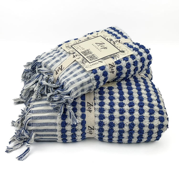 Zeep Naturals | Chickpea Towels Indigo Bath | Catskills-inspired artisan natural soaps, luxurious Turkish towels, bathrobes, throws, and bedding. Discover handmade coffee cups, milk dispensers, and olive wood kitchen utensils—crafted with care for your home