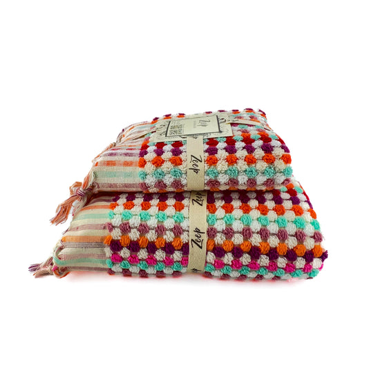 Zeep Naturals | Chickpea Towels Sunrise Set | Catskills-inspired artisan natural soaps, luxurious Turkish towels, bathrobes, throws, and bedding. Discover handmade coffee cups, milk dispensers, and olive wood kitchen utensils—crafted with care for your home