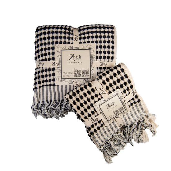 Zeep Naturals | Chickpea Towels Charcoal Set | Catskills-inspired artisan natural soaps, luxurious Turkish towels, bathrobes, throws, and bedding. Discover handmade coffee cups, milk dispensers, and olive wood kitchen utensils—crafted with care for your home