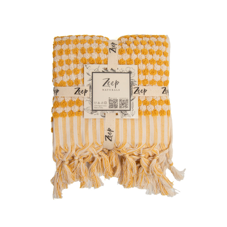 Zeep Naturals | Chickpea Towels Goldenrod Hand | Catskills-inspired artisan natural soaps, luxurious Turkish towels, bathrobes, throws, and bedding. Discover handmade coffee cups, milk dispensers, and olive wood kitchen utensils—crafted with care for your home