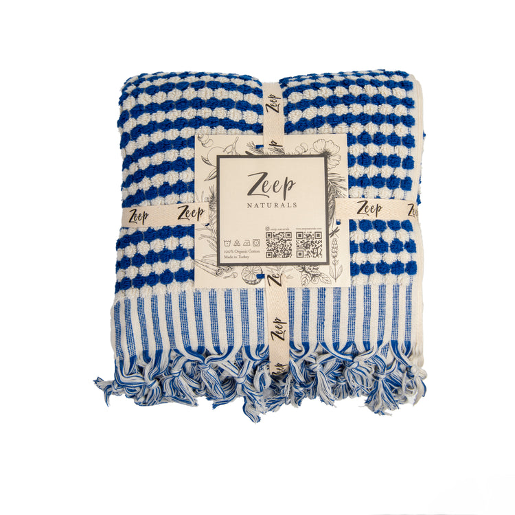 Zeep Naturals | Chickpea Towels Indigo Bath | Catskills-inspired artisan natural soaps, luxurious Turkish towels, bathrobes, throws, and bedding. Discover handmade coffee cups, milk dispensers, and olive wood kitchen utensils—crafted with care for your home