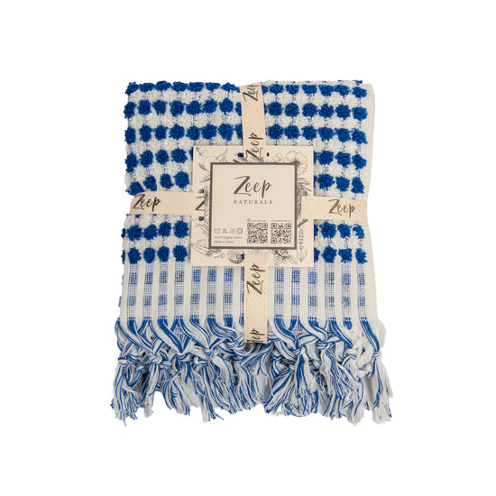 Zeep Naturals | Chickpea Towels Indigo Hand | Catskills-inspired artisan natural soaps, luxurious Turkish towels, bathrobes, throws, and bedding. Discover handmade coffee cups, milk dispensers, and olive wood kitchen utensils—crafted with care for your home