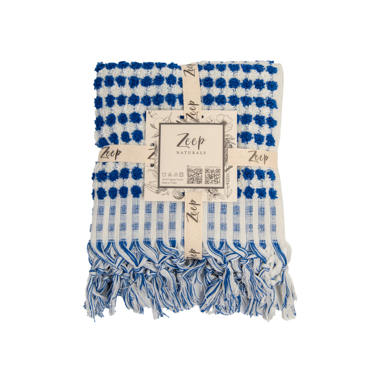 Zeep Naturals | Chickpea Towels Indigo Hand | Catskills-inspired artisan natural soaps, luxurious Turkish towels, bathrobes, throws, and bedding. Discover handmade coffee cups, milk dispensers, and olive wood kitchen utensils—crafted with care for your home