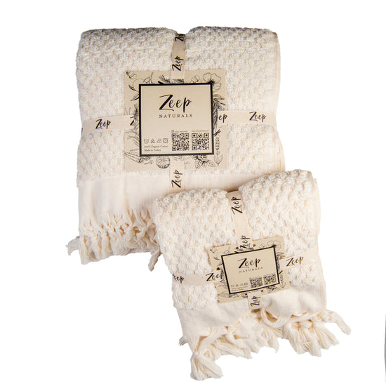 Zeep Naturals | Chickpea Towels Natural Set | Catskills-inspired artisan natural soaps, luxurious Turkish towels, bathrobes, throws, and bedding. Discover handmade coffee cups, milk dispensers, and olive wood kitchen utensils—crafted with care for your home