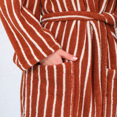 Zeep Naturals | Aegean Collection Sienna Spice Striped Bathrobes | Zeep Naturals brings you handcrafted soaps, organic cotton towels, and artisan kitchen essentials — all inspired by nature. Discover simple, sustainable living with products designed to soothe your senses and your home.