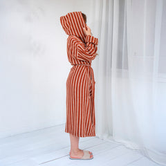 Zeep Naturals | Aegean Collection Sienna Spice Striped Bathrobes | Zeep Naturals brings you handcrafted soaps, organic cotton towels, and artisan kitchen essentials — all inspired by nature. Discover simple, sustainable living with products designed to soothe your senses and your home.