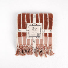 Zeep Naturals | Aegean Collection Stripe Towels Sienna Spice Stripe Hand | Zeep Naturals brings you handcrafted soaps, organic cotton towels, and artisan kitchen essentials — all inspired by nature. Discover simple, sustainable living with products designed to soothe your senses and your home.