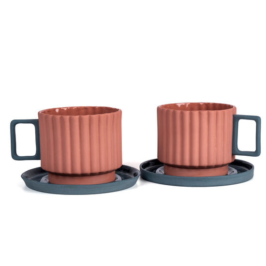 Zeep Naturals | Lydia Collection Modern Ribbed Coffee/Tea Cup with Saucer | Zeep Naturals brings you handcrafted soaps, organic cotton towels, and artisan kitchen essentials — all inspired by nature. Discover simple, sustainable living with products designed to soothe your senses and your home.