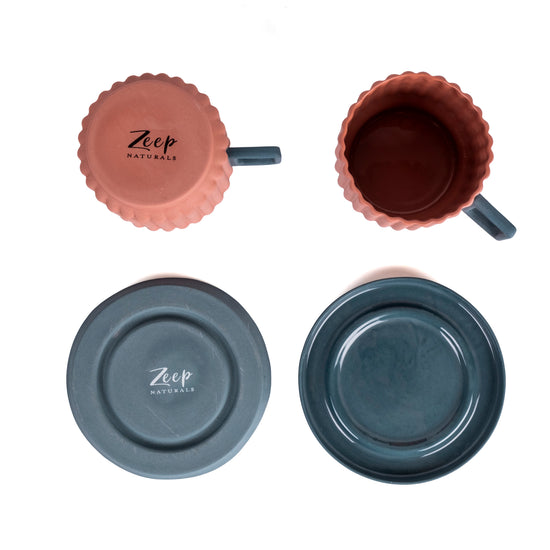 Zeep Naturals | Lydia Collection Modern Ribbed Coffee/Tea Cup with Saucer | Zeep Naturals brings you handcrafted soaps, organic cotton towels, and artisan kitchen essentials — all inspired by nature. Discover simple, sustainable living with products designed to soothe your senses and your home.