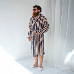 Zeep Naturals | Aegean Collection Sapphire Cove Striped Bathrobes | Zeep Naturals brings you handcrafted soaps, organic cotton towels, and artisan kitchen essentials — all inspired by nature. Discover simple, sustainable living with products designed to soothe your senses and your home.