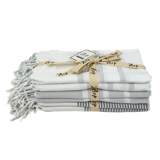 Zeep Naturals | Hand / Dish Towels Multi Stripe White | Catskills-inspired artisan natural soaps, luxurious Turkish towels, bathrobes, throws, and bedding. Discover handmade coffee cups, milk dispensers, and olive wood kitchen utensils—crafted with care for your home