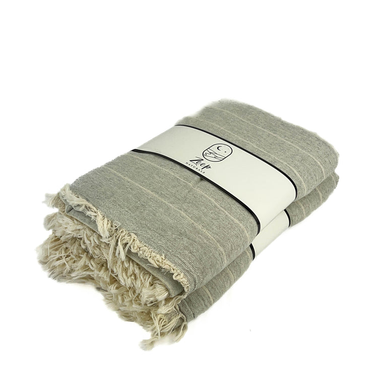 Zeep Naturals | Double Face Towels Striped - Cloud | Catskills-inspired artisan natural soaps, luxurious Turkish towels, bathrobes, throws, and bedding. Discover handmade coffee cups, milk dispensers, and olive wood kitchen utensils—crafted with care for your home