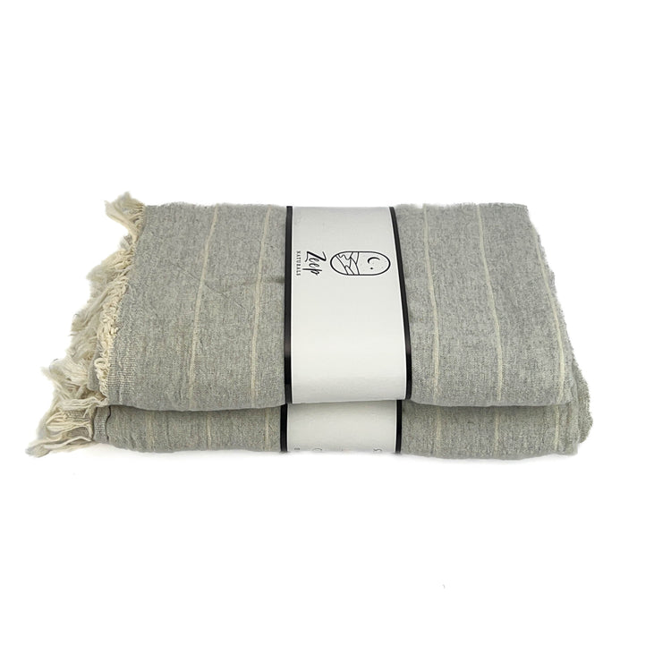 Zeep Naturals | Double Face Towels Striped - Cloud | Catskills-inspired artisan natural soaps, luxurious Turkish towels, bathrobes, throws, and bedding. Discover handmade coffee cups, milk dispensers, and olive wood kitchen utensils—crafted with care for your home