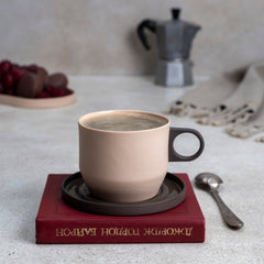 Zeep Naturals | Lydia Collection Modern Conic Coffee/Tea Cup with Saucer | Zeep Naturals brings you handcrafted soaps, organic cotton towels, and artisan kitchen essentials — all inspired by nature. Discover simple, sustainable living with products designed to soothe your senses and your home.