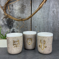 Zeep Naturals | Stoneware Handmade Espresso Cup No Handle | Deer | Zeep Naturals brings you handcrafted soaps, organic cotton towels, and artisan kitchen essentials — all inspired by nature. Discover simple, sustainable living with products designed to soothe your senses and your home.