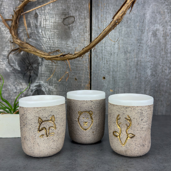 Zeep Naturals | Stoneware Handmade Espresso Cups Neutral Bear - No Handle | Catskills-inspired artisan natural soaps, luxurious Turkish towels, bathrobes, throws, and bedding. Discover handmade coffee cups, milk dispensers, and olive wood kitchen utensils—crafted with care for your home