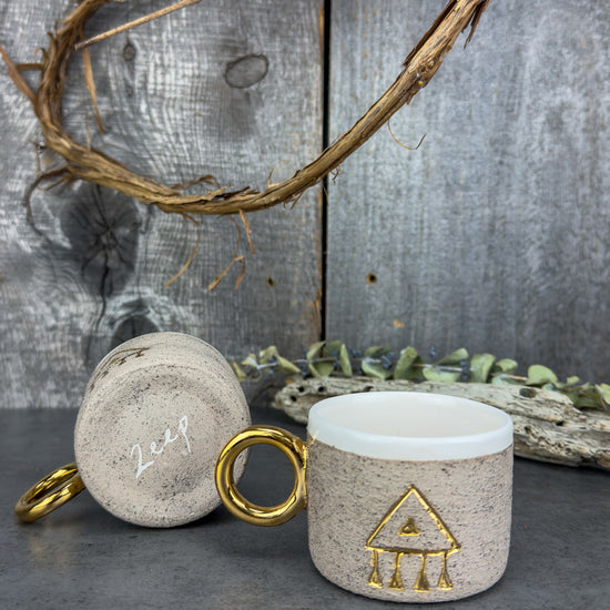 Zeep Naturals | Stoneware Handmade Espresso Cups Neutral Charm - With Handle | Catskills-inspired artisan natural soaps, luxurious Turkish towels, bathrobes, throws, and bedding. Discover handmade coffee cups, milk dispensers, and olive wood kitchen utensils—crafted with care for your home