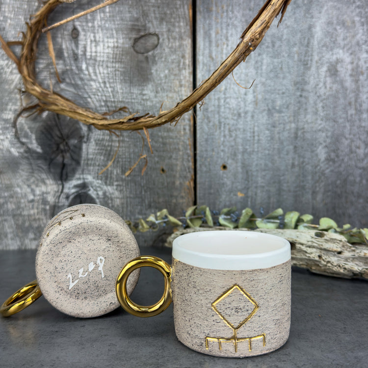 Zeep Naturals | Stoneware Handmade Espresso Cups Neutral Vitality - With Handle | Catskills-inspired artisan natural soaps, luxurious Turkish towels, bathrobes, throws, and bedding. Discover handmade coffee cups, milk dispensers, and olive wood kitchen utensils—crafted with care for your home