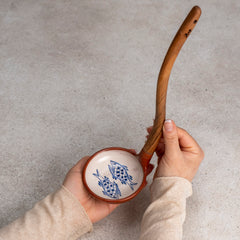 Zeep Naturals | Troy Collection Ceramic Ladle with Wooden Handle | Zeep Naturals brings you handcrafted soaps, organic cotton towels, and artisan kitchen essentials — all inspired by nature. Discover simple, sustainable living with products designed to soothe your senses and your home.