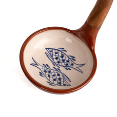 Zeep Naturals | Troy Collection Ceramic Ladle with Wooden Handle | Zeep Naturals brings you handcrafted soaps, organic cotton towels, and artisan kitchen essentials — all inspired by nature. Discover simple, sustainable living with products designed to soothe your senses and your home.