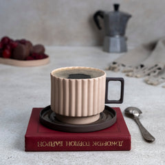 Zeep Naturals | Lydia Collection Modern Ribbed Coffee/Tea Cup with Saucer | Zeep Naturals brings you handcrafted soaps, organic cotton towels, and artisan kitchen essentials — all inspired by nature. Discover simple, sustainable living with products designed to soothe your senses and your home.