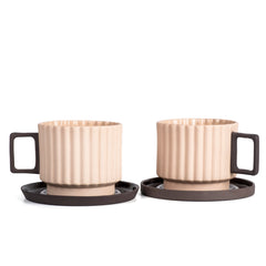 Zeep Naturals | Lydia Collection Modern Ribbed Coffee/Tea Cup with Saucer | Zeep Naturals brings you handcrafted soaps, organic cotton towels, and artisan kitchen essentials — all inspired by nature. Discover simple, sustainable living with products designed to soothe your senses and your home.