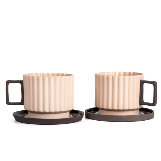 Zeep Naturals | Lydia Collection Modern Ribbed Coffee/Tea Cup with Saucer | Zeep Naturals brings you handcrafted soaps, organic cotton towels, and artisan kitchen essentials — all inspired by nature. Discover simple, sustainable living with products designed to soothe your senses and your home.