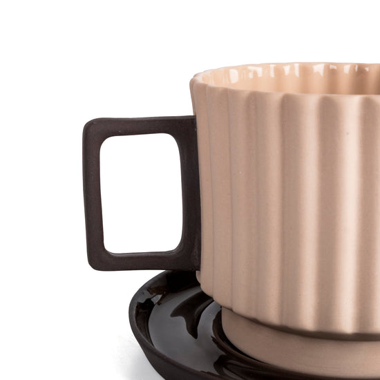 Zeep Naturals | Lydia Collection Modern Ribbed Coffee/Tea Cup with Saucer | Zeep Naturals brings you handcrafted soaps, organic cotton towels, and artisan kitchen essentials — all inspired by nature. Discover simple, sustainable living with products designed to soothe your senses and your home.