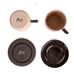 Zeep Naturals | Lydia Collection Modern Ribbed Coffee/Tea Cup with Saucer | Zeep Naturals brings you handcrafted soaps, organic cotton towels, and artisan kitchen essentials — all inspired by nature. Discover simple, sustainable living with products designed to soothe your senses and your home.