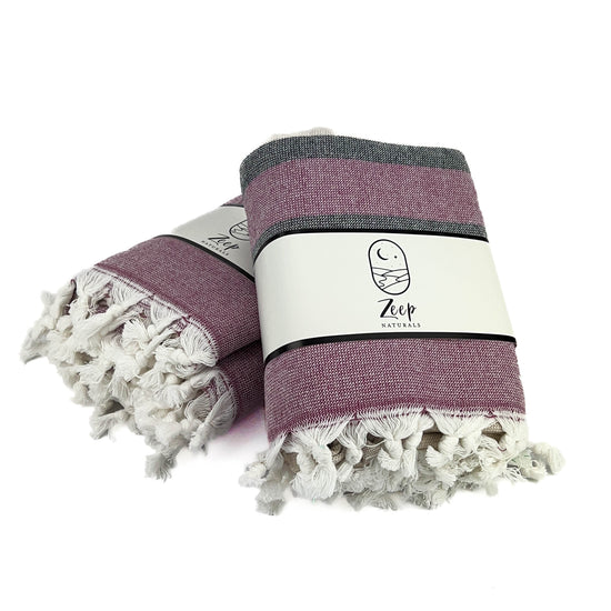 Zeep Naturals | Farmhouse Towels Natural Black and Burgundy Stripe | Catskills-inspired artisan natural soaps, luxurious Turkish towels, bathrobes, throws, and bedding. Discover handmade coffee cups, milk dispensers, and olive wood kitchen utensils—crafted with care for your home