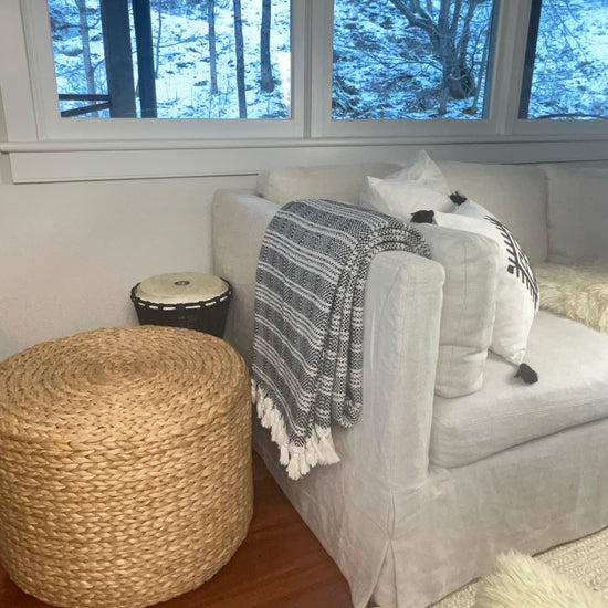 Zeep Naturals | Four Season Blankets Black | Catskills-inspired artisan natural soaps, luxurious Turkish towels, bathrobes, throws, and bedding. Discover handmade coffee cups, milk dispensers, and olive wood kitchen utensils—crafted with care for your home