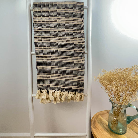 Zeep Naturals | Four Season Blankets Black | Catskills-inspired artisan natural soaps, luxurious Turkish towels, bathrobes, throws, and bedding. Discover handmade coffee cups, milk dispensers, and olive wood kitchen utensils—crafted with care for your home