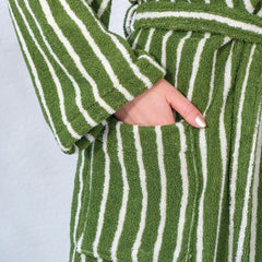 Zeep Naturals | Aegean Collection Aegean Olive Striped Bathrobes | Zeep Naturals brings you handcrafted soaps, organic cotton towels, and artisan kitchen essentials — all inspired by nature. Discover simple, sustainable living with products designed to soothe your senses and your home.