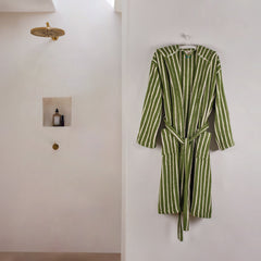 Zeep Naturals | Aegean Collection Aegean Olive Striped Bathrobes | Zeep Naturals brings you handcrafted soaps, organic cotton towels, and artisan kitchen essentials — all inspired by nature. Discover simple, sustainable living with products designed to soothe your senses and your home.
