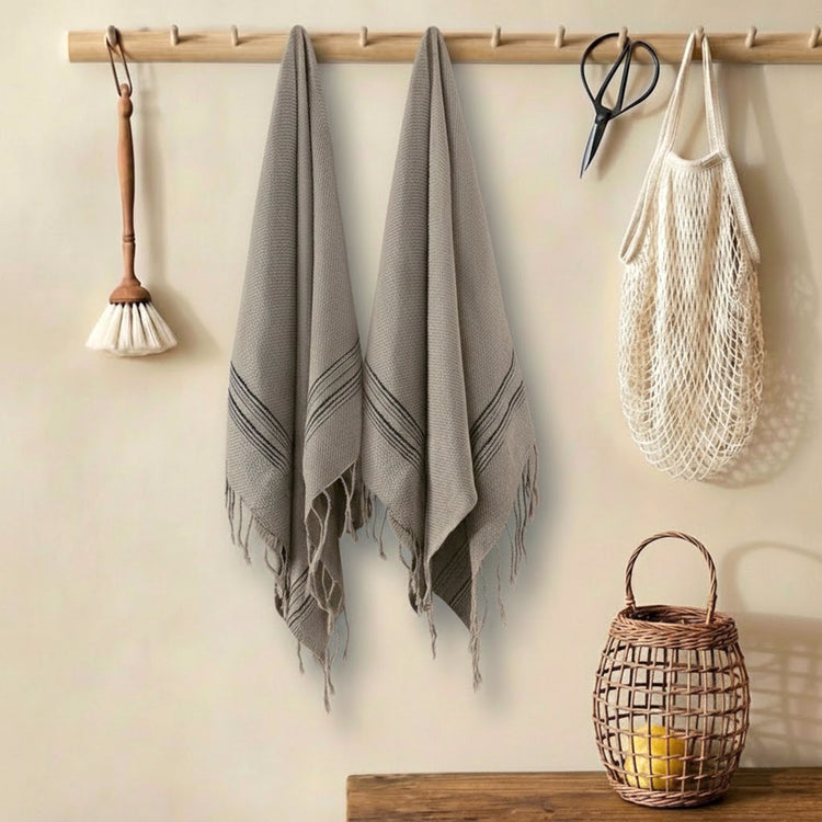 Calvera Kitchen Towels - Island Stone